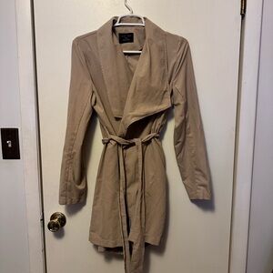 Love Tree Taupe Open-Front Trench Coat